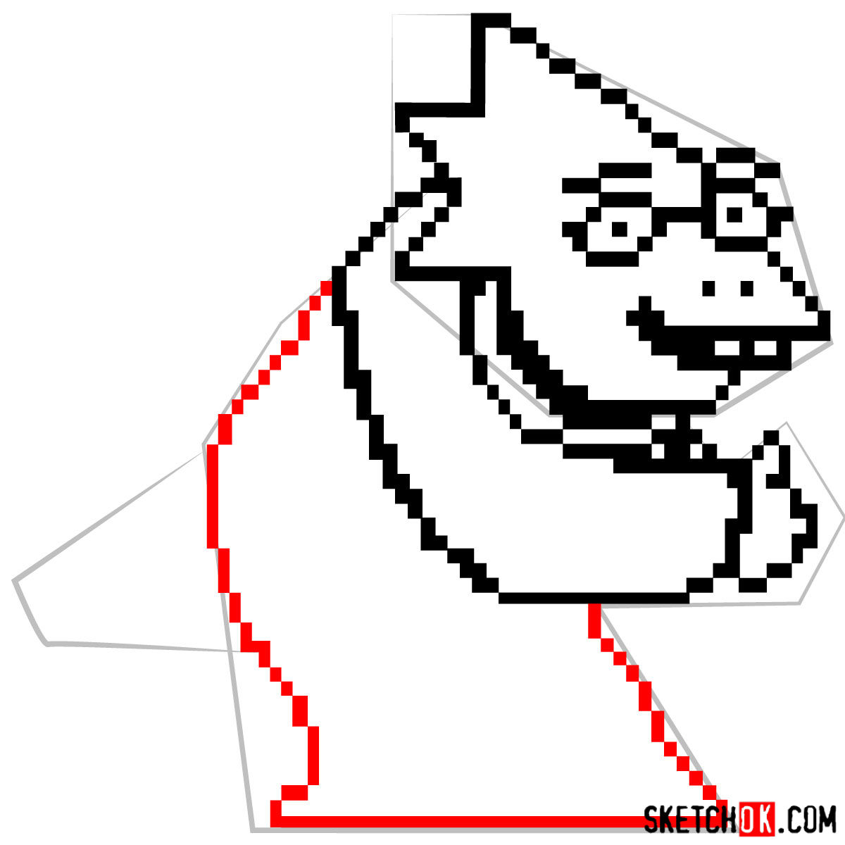 How to draw Dr. Alphys pixel version (Undertale) - step 07