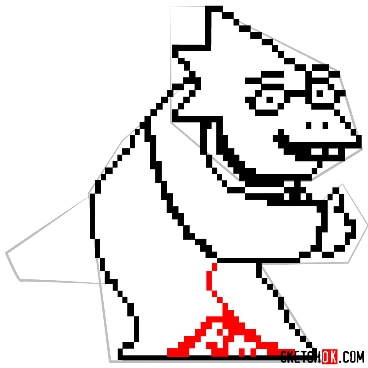 How to draw Dr. Alphys pixel version (Undertale) - step 08