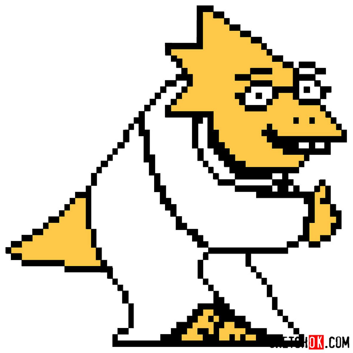 How to draw Dr. Alphys pixel version (Undertale)