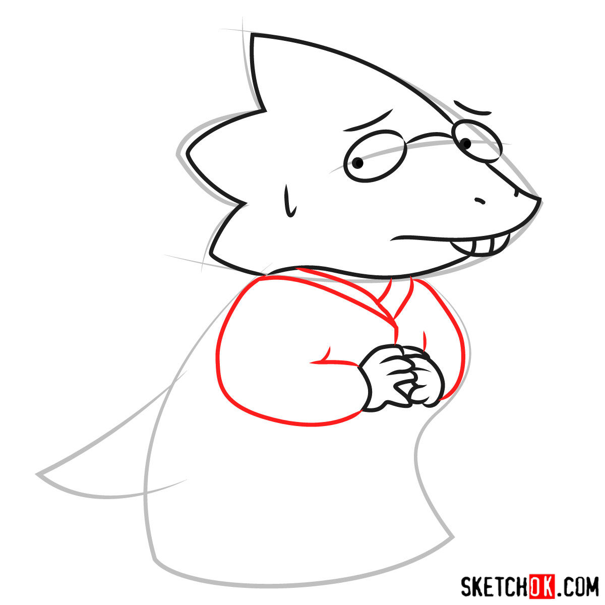 How to draw Dr. Alphys art version -  step 06