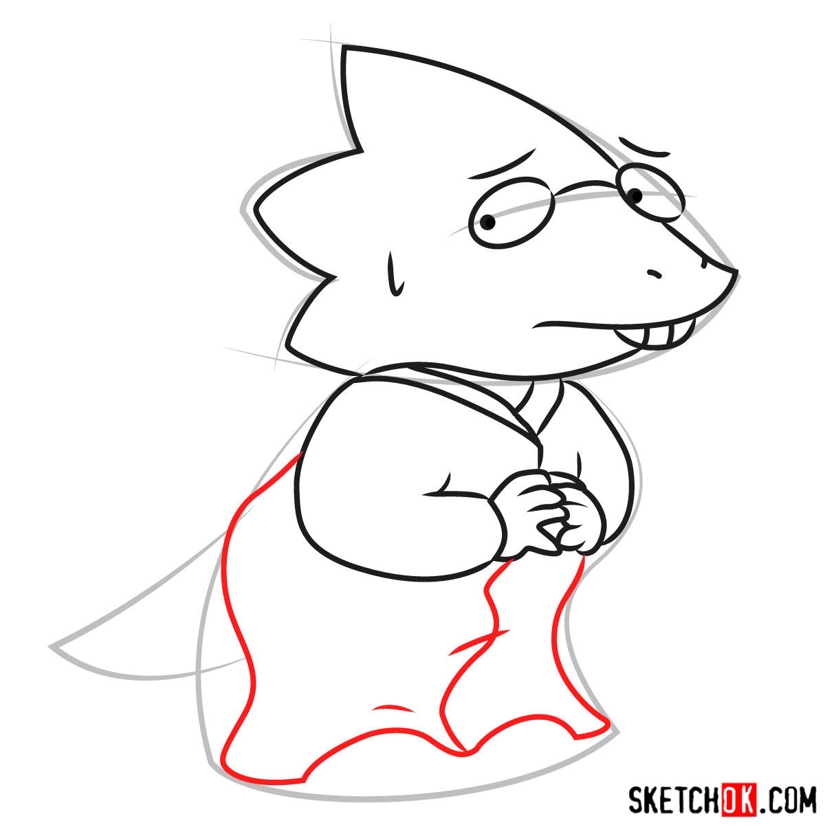 How to draw Dr. Alphys art version - step 07