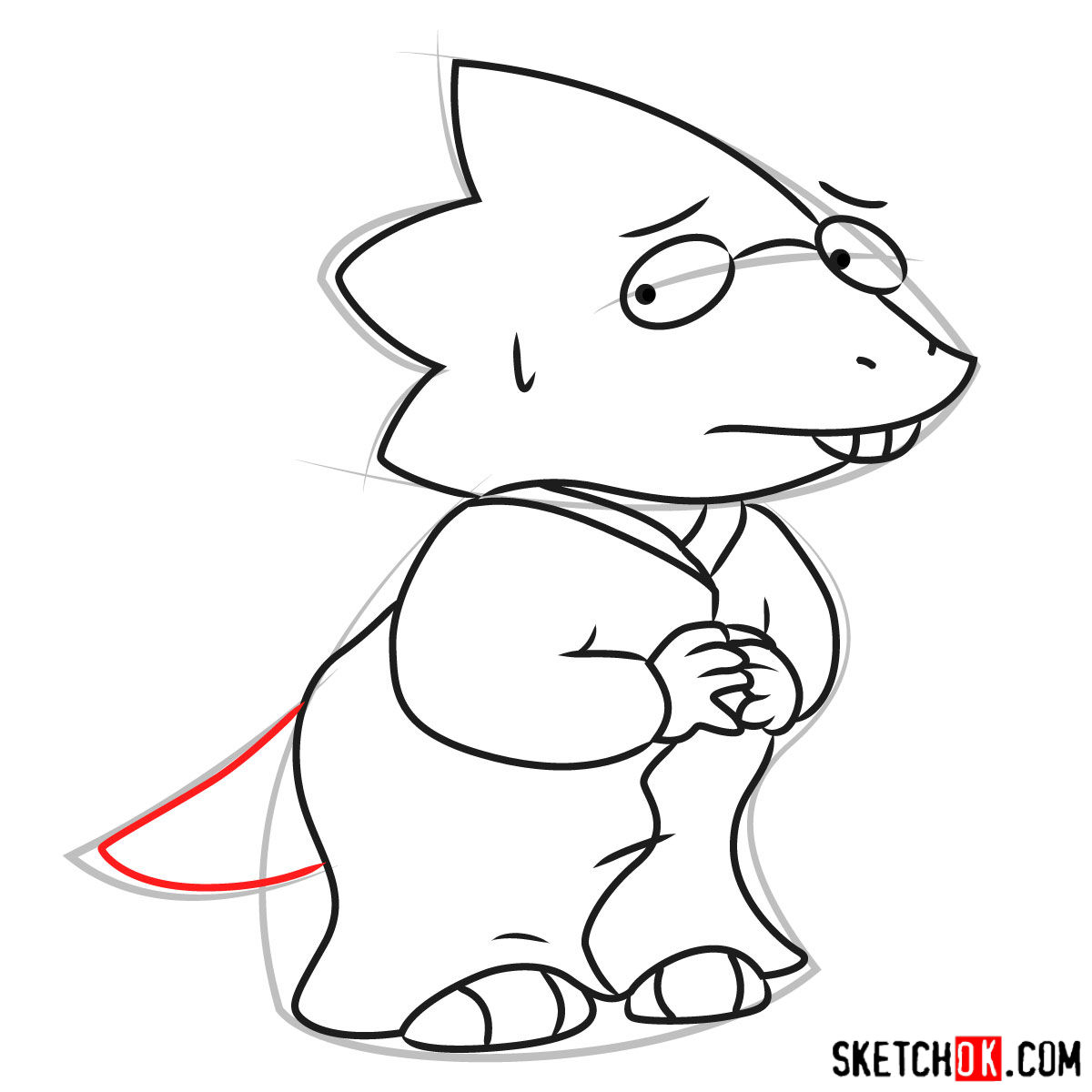 How to draw Dr. Alphys art version - step 09