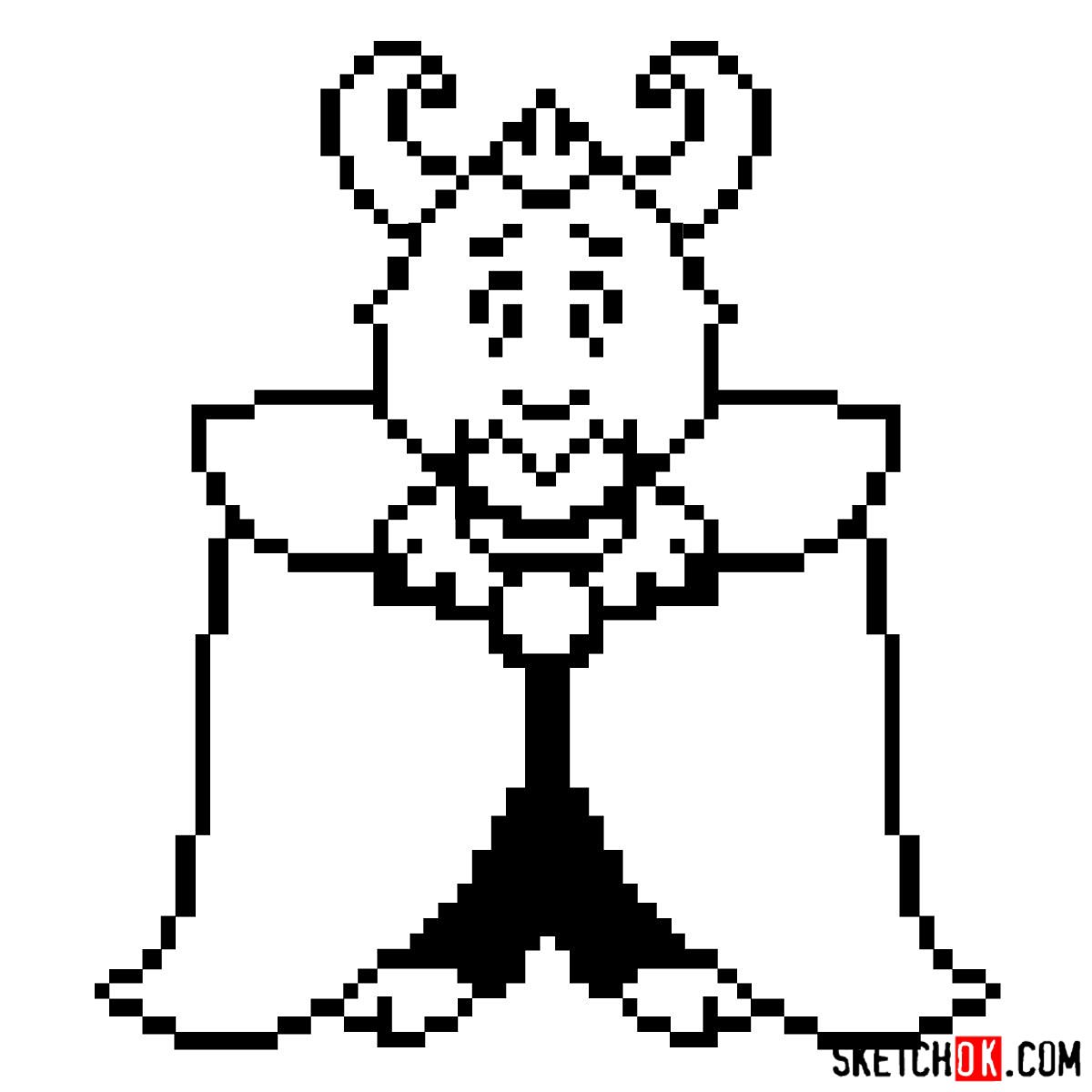 How to draw King Asgore pixel version - step 08