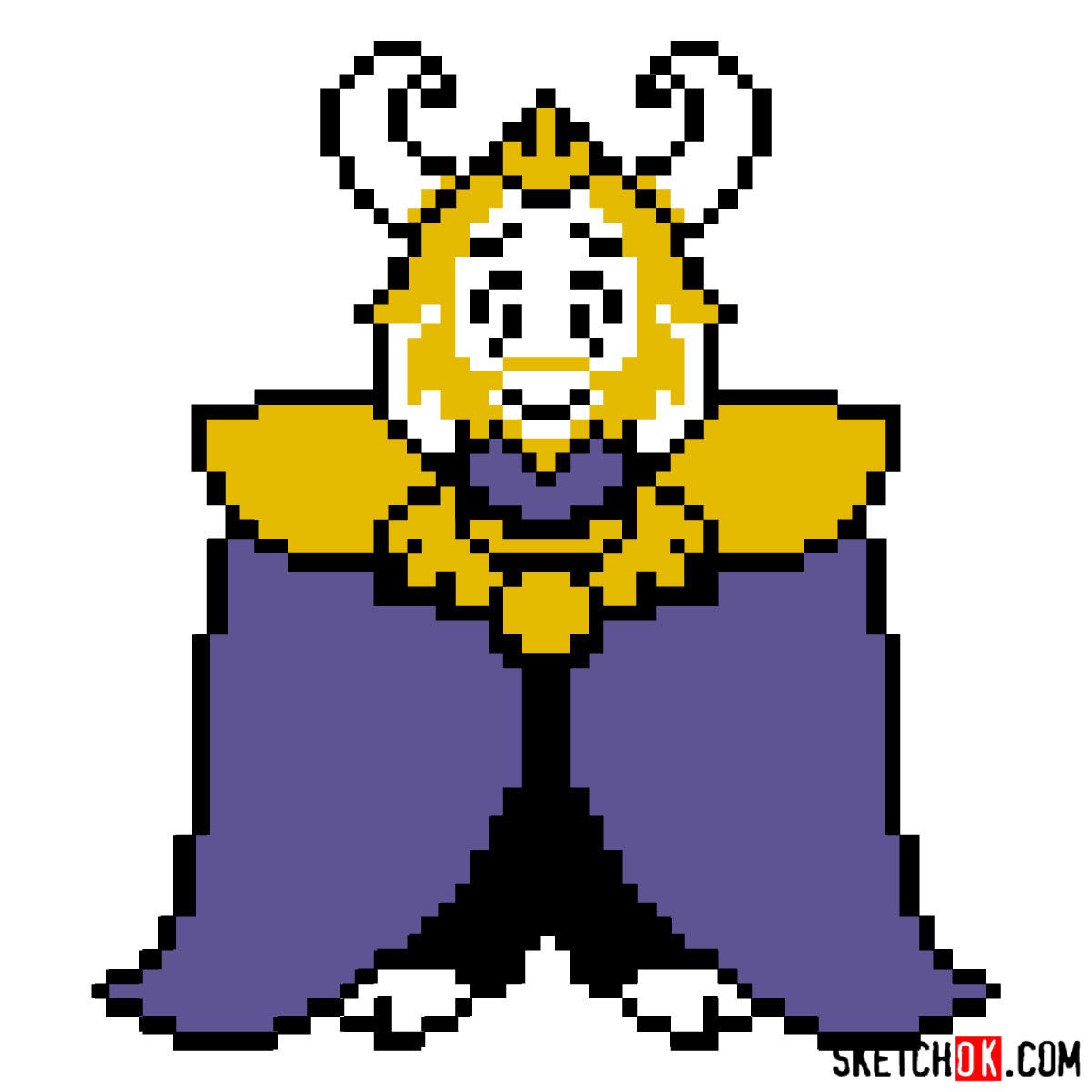 How to draw King Asgore pixel version