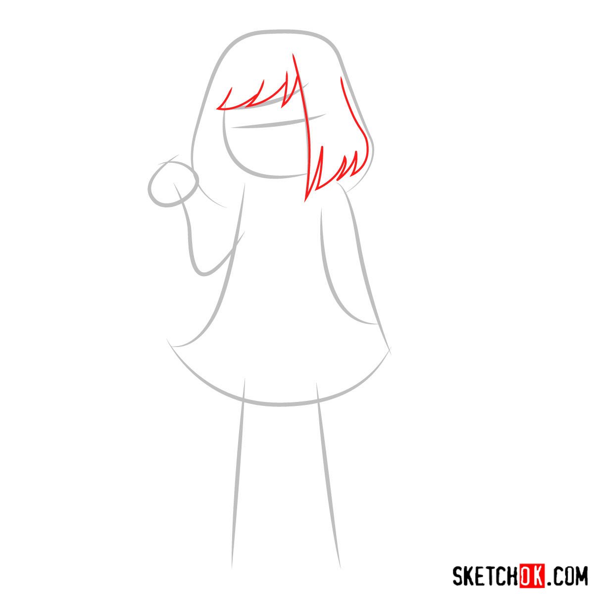 How to draw Betty Noir from Undertale - step 02
