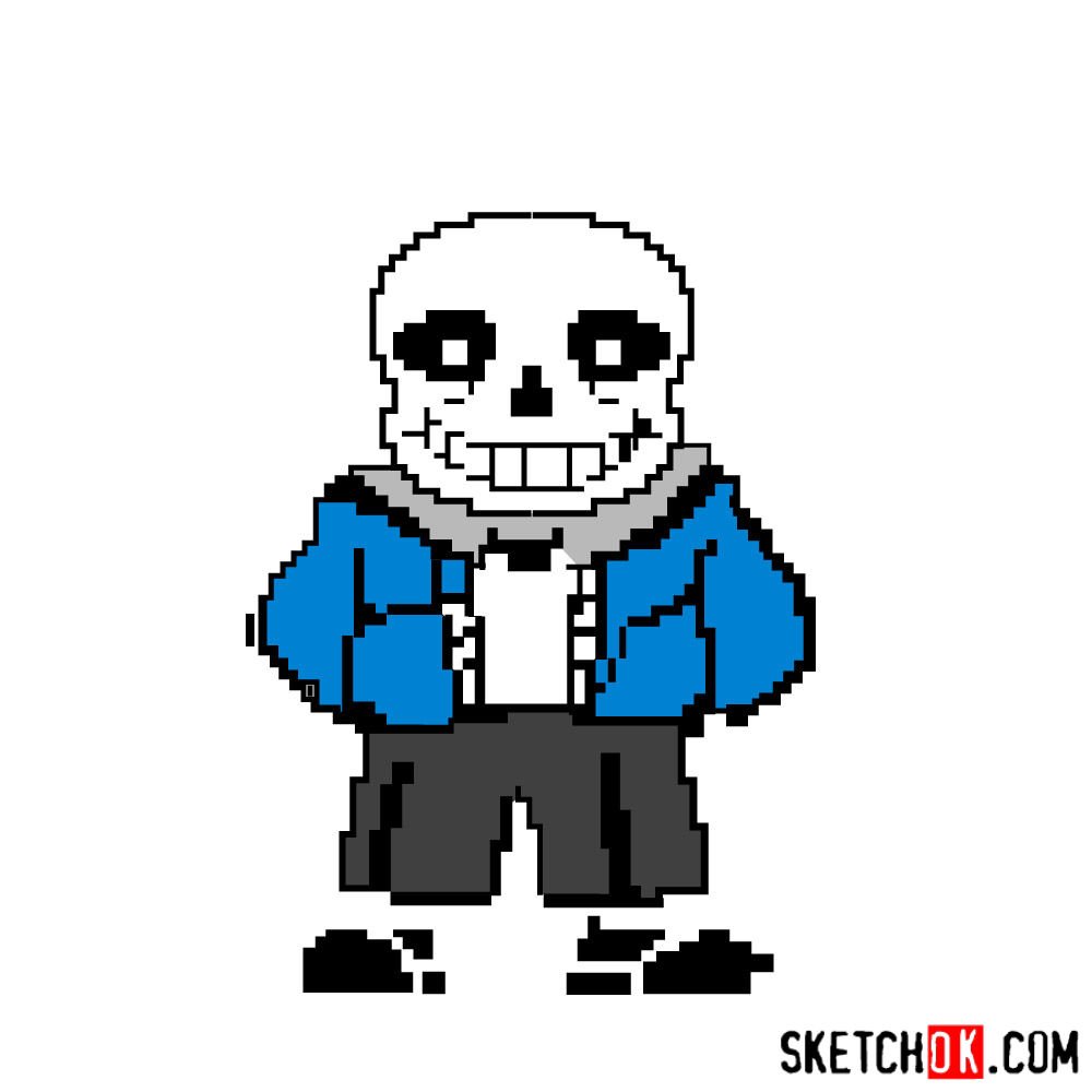 How to draw Sans pixel version from Undertale