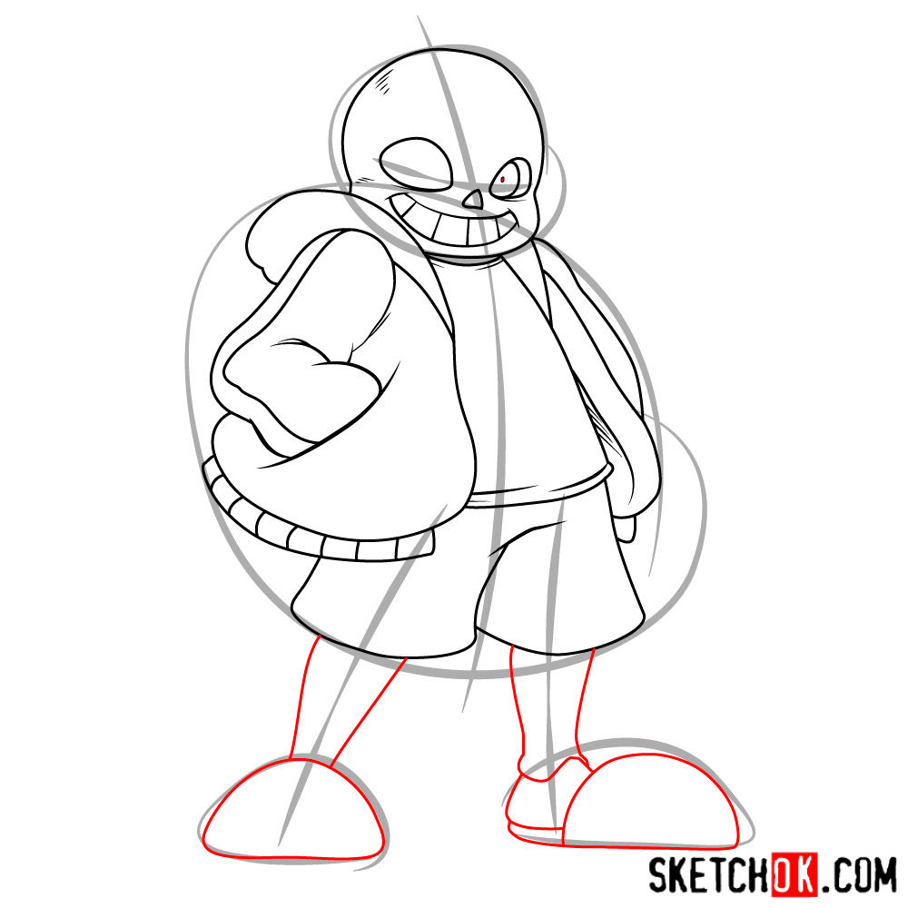 How to draw Sans art version - step 06