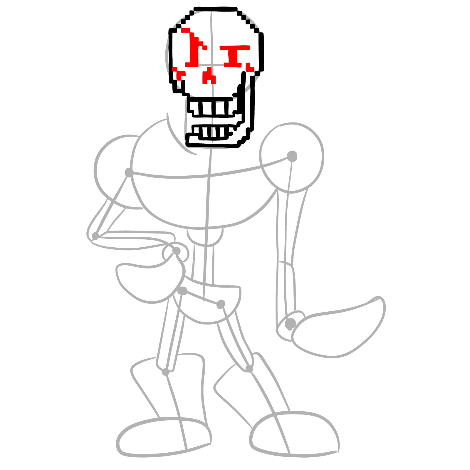 How to draw pixel Papyrus - step 09