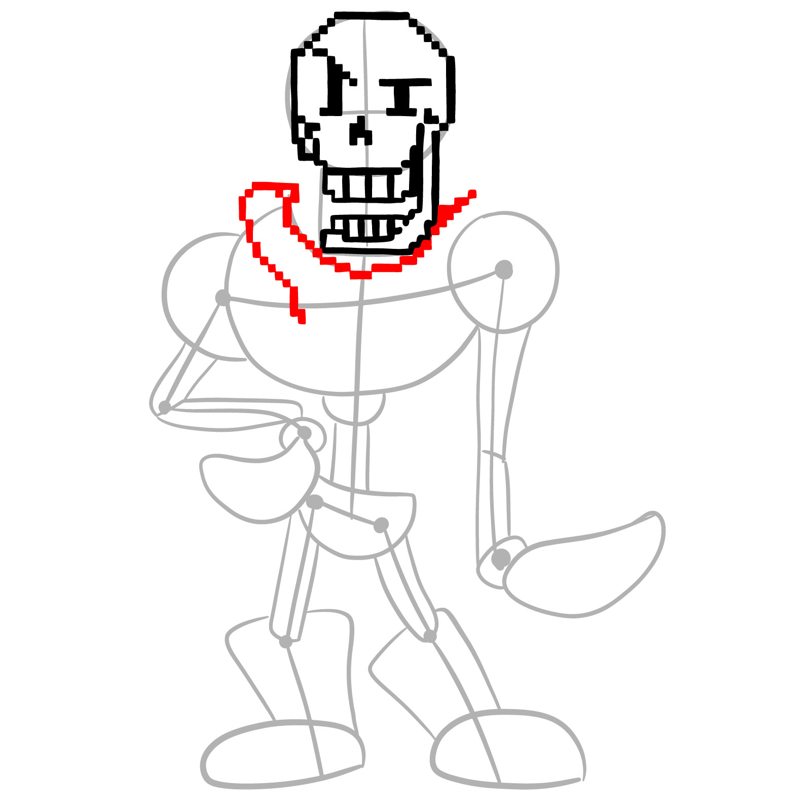 How to draw pixel Papyrus - step 10