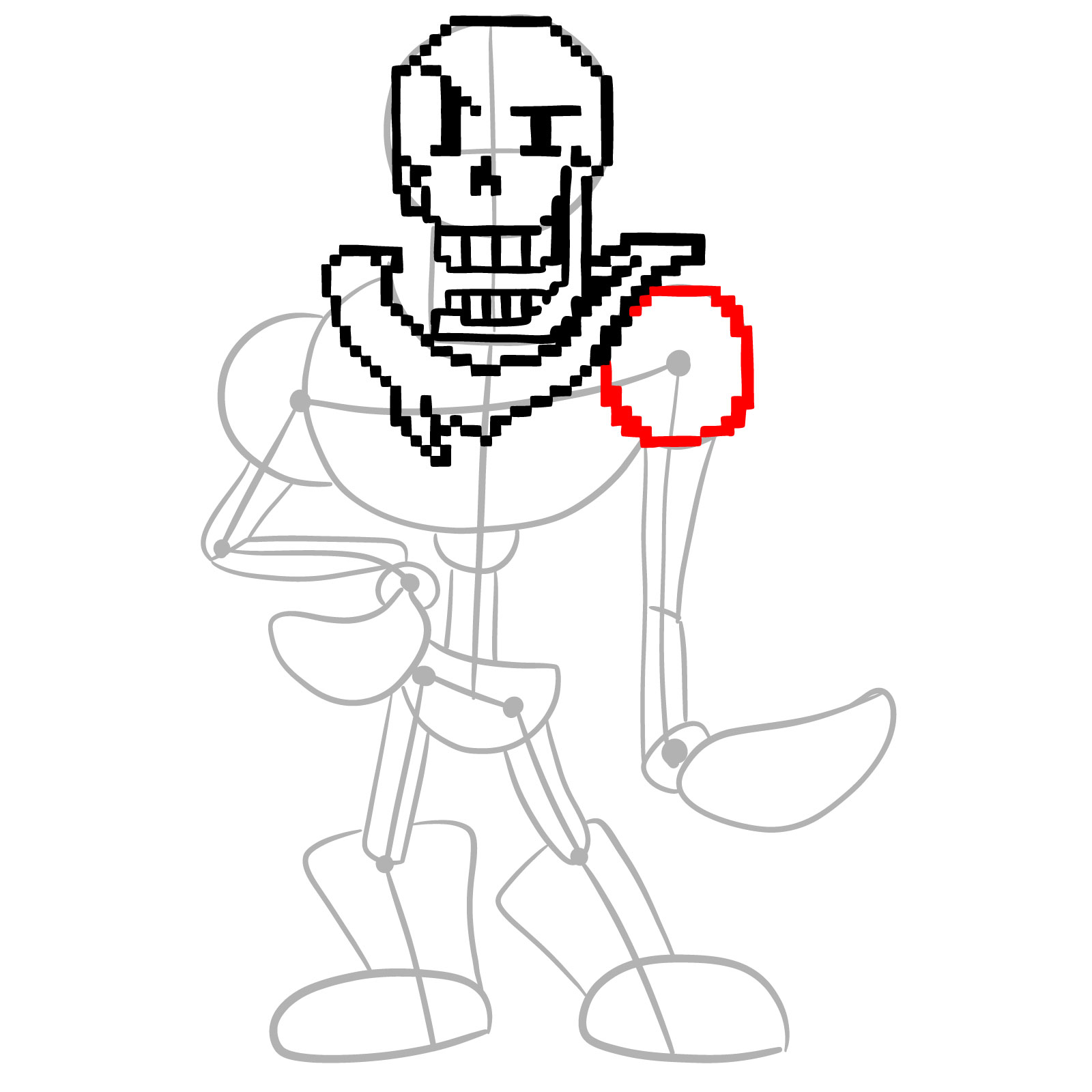 How to draw pixel Papyrus - step 12