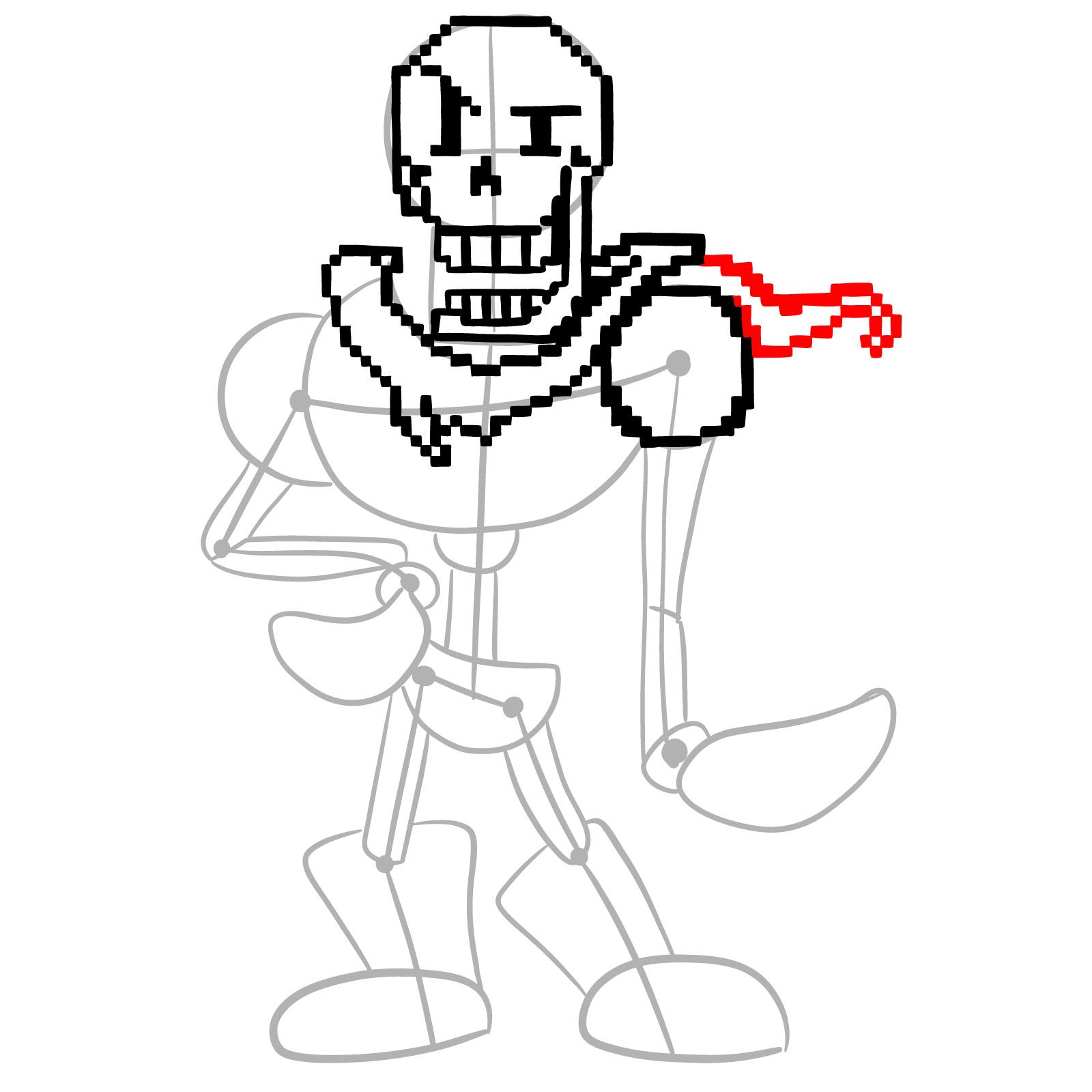 How to draw pixel Papyrus - step 13