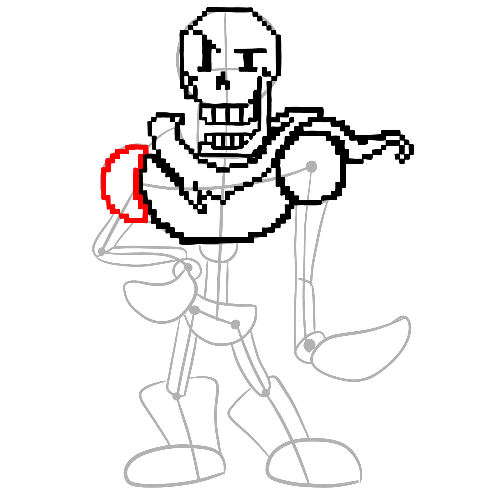How to draw pixel Papyrus - step 15
