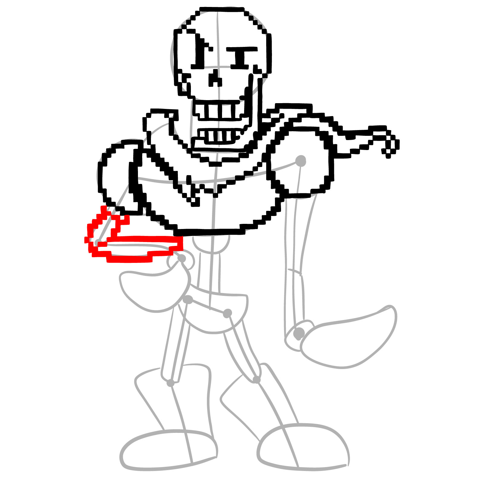 How to draw pixel Papyrus - step 16