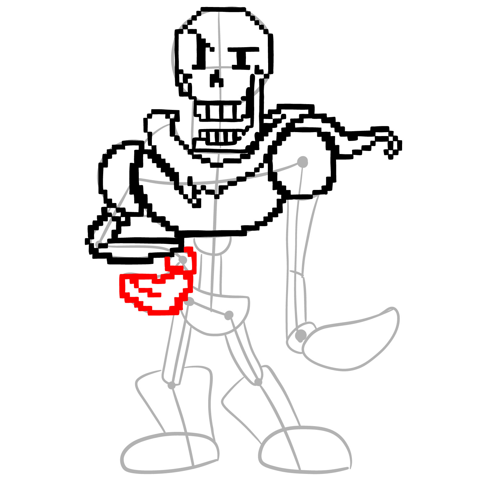 How to draw pixel Papyrus - step 17