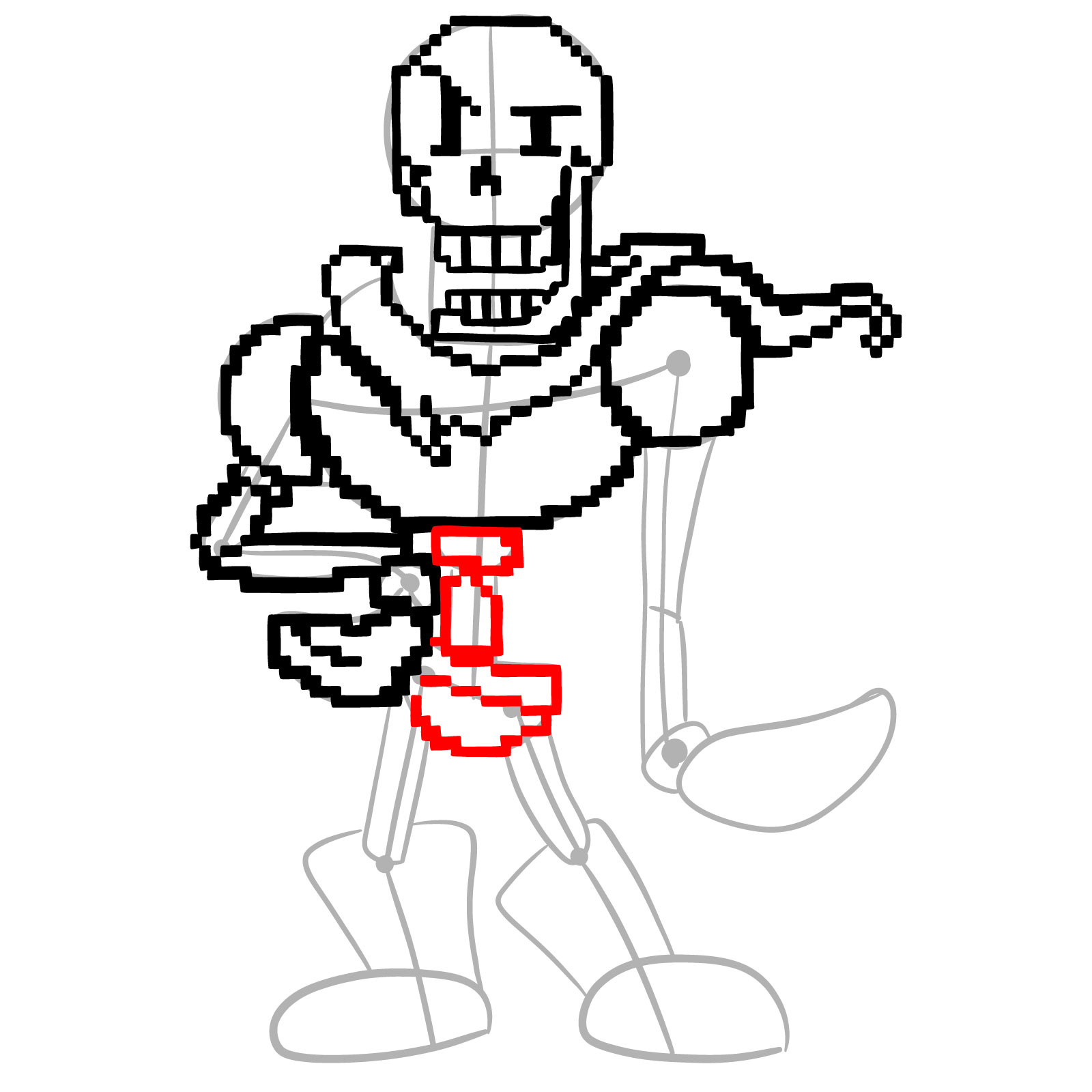 How to draw pixel Papyrus - step 18