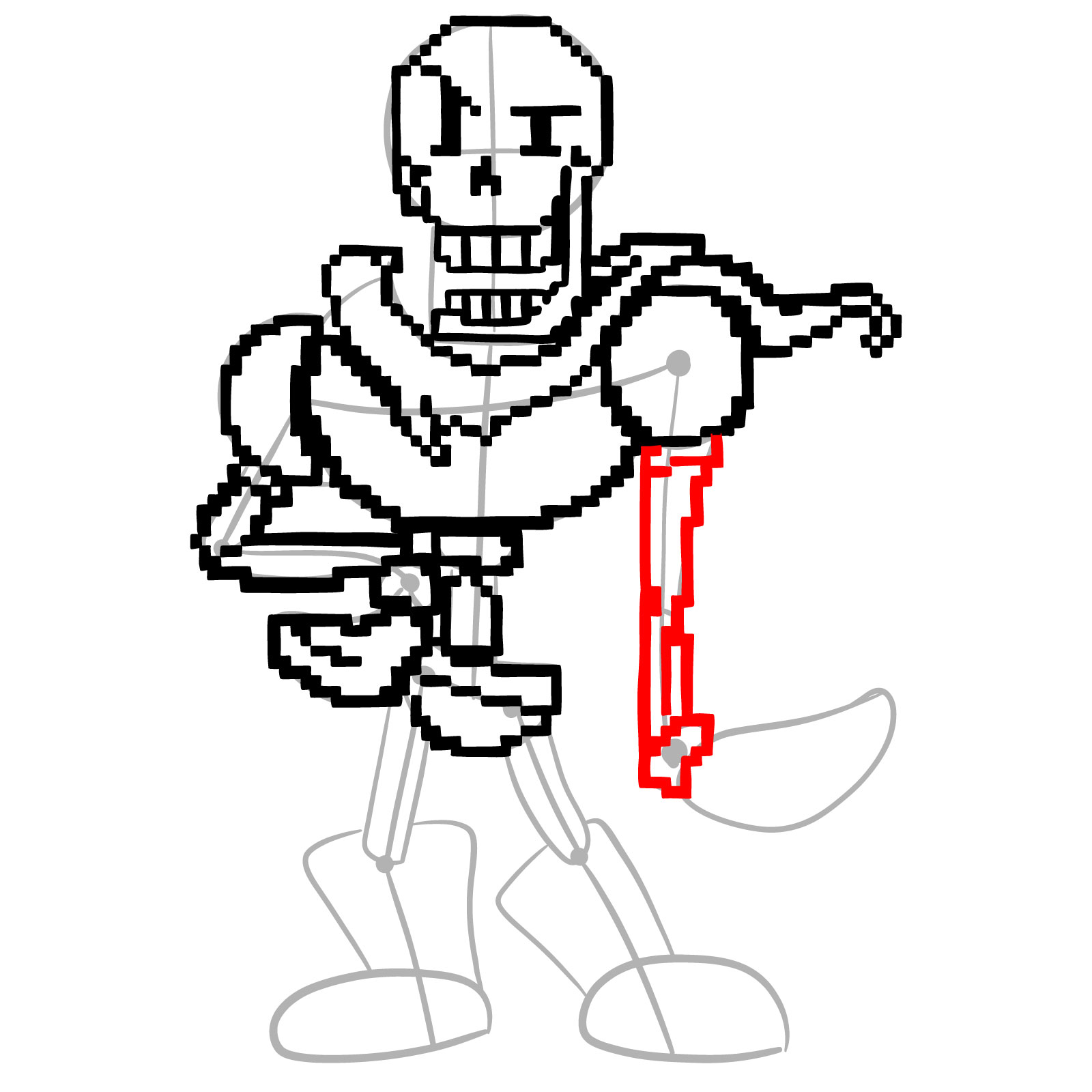 How to draw pixel Papyrus - step 19
