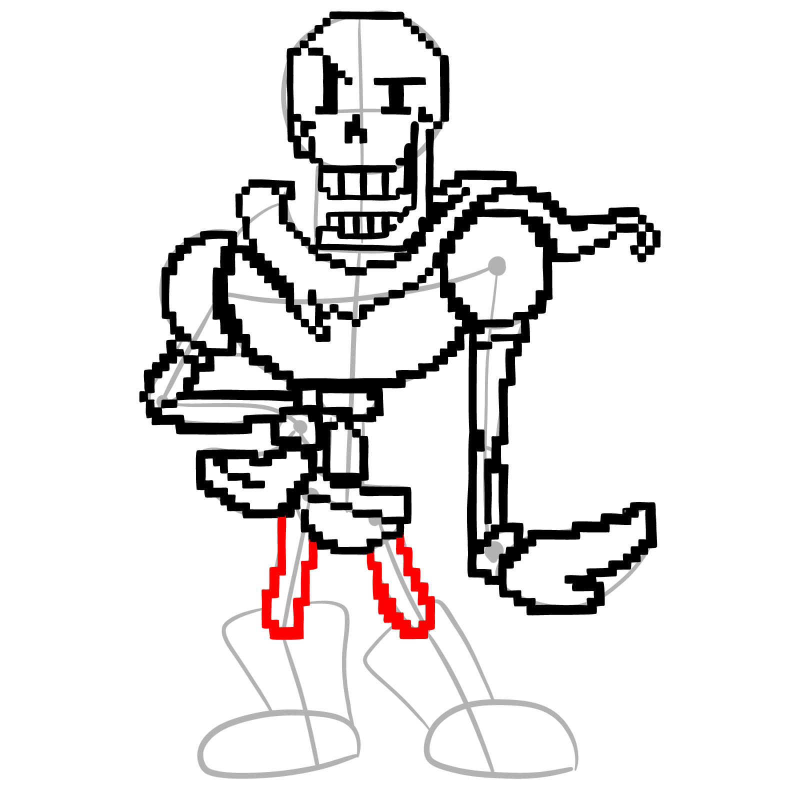 How to draw pixel Papyrus - step 21