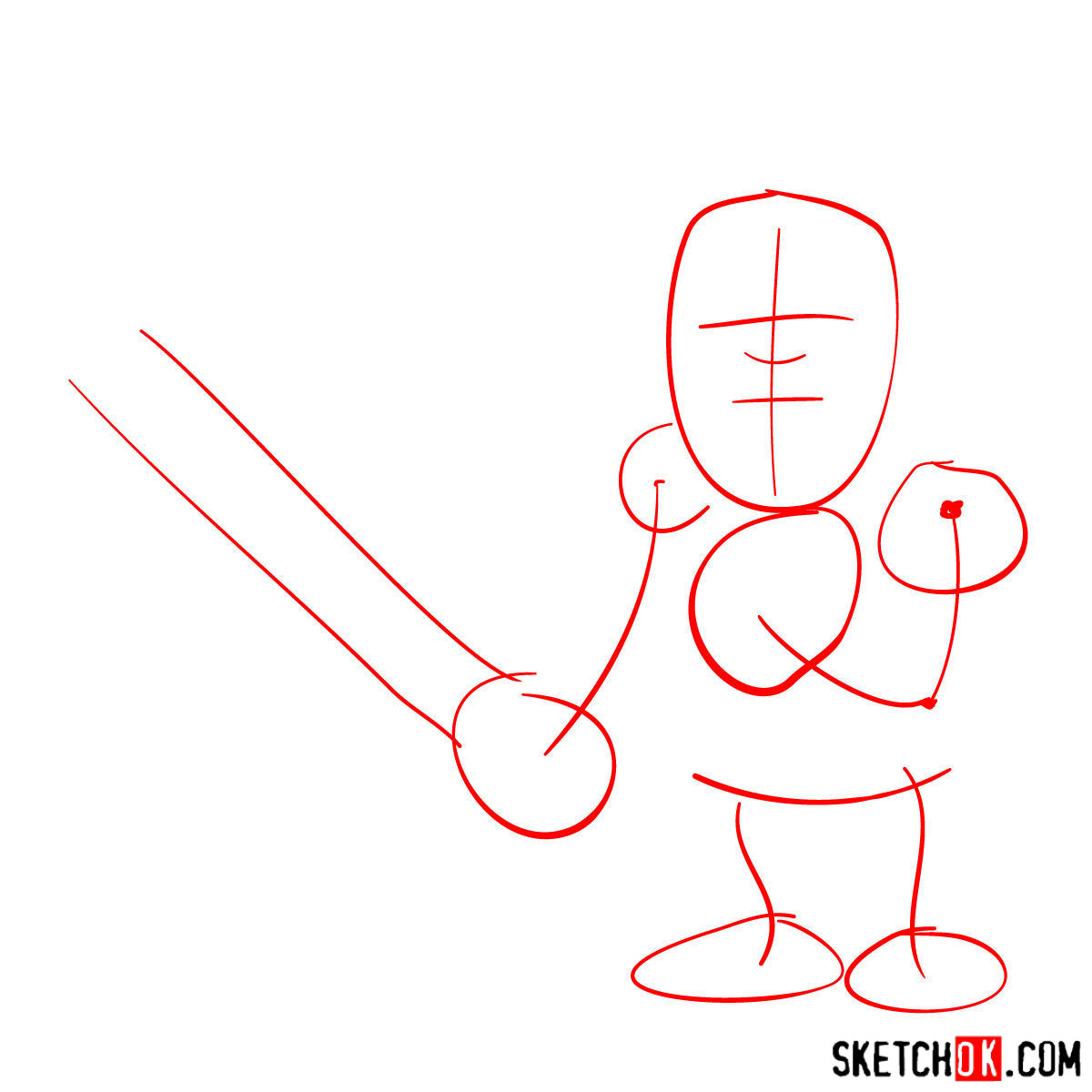 How to draw Barbarian from Clash of Clans - step 01