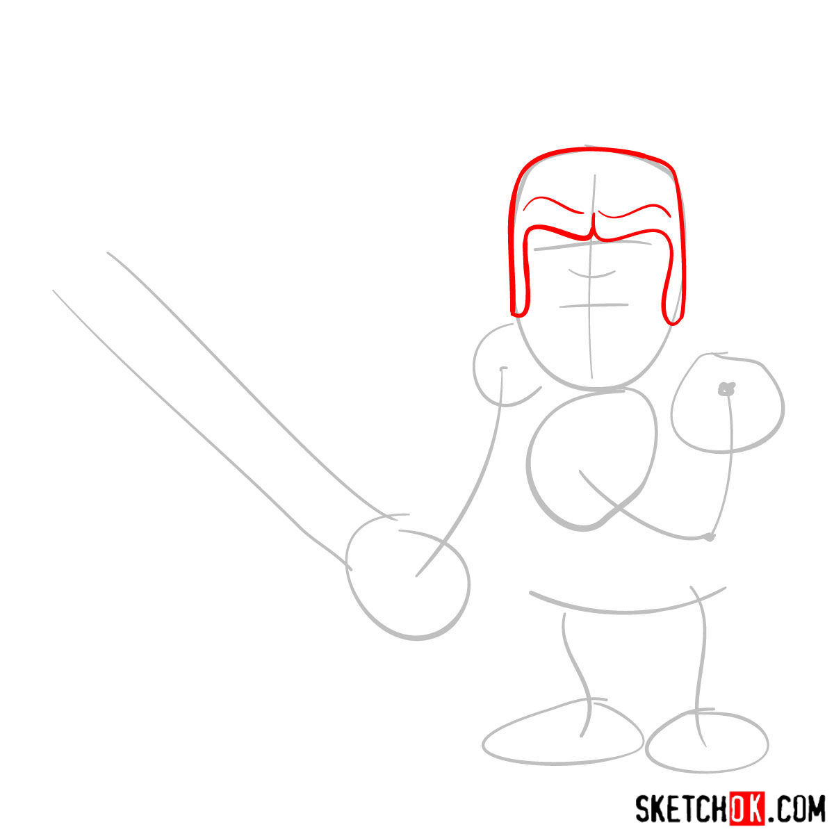 How to draw Barbarian from Clash of Clans - step 02