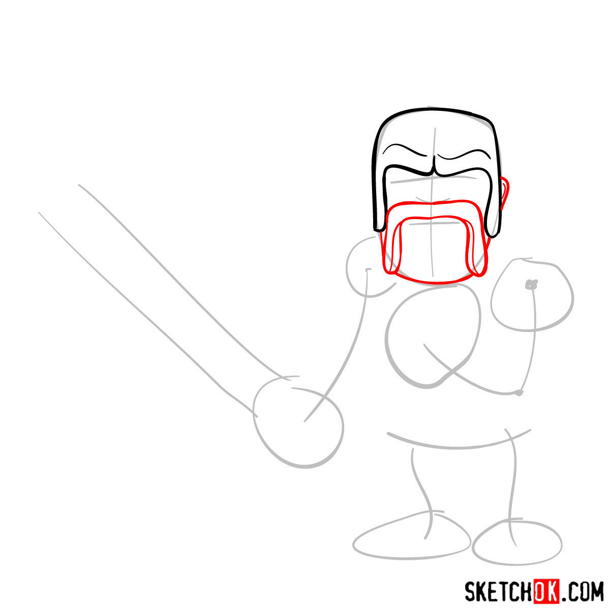 How to draw Barbarian from Clash of Clans - step 03