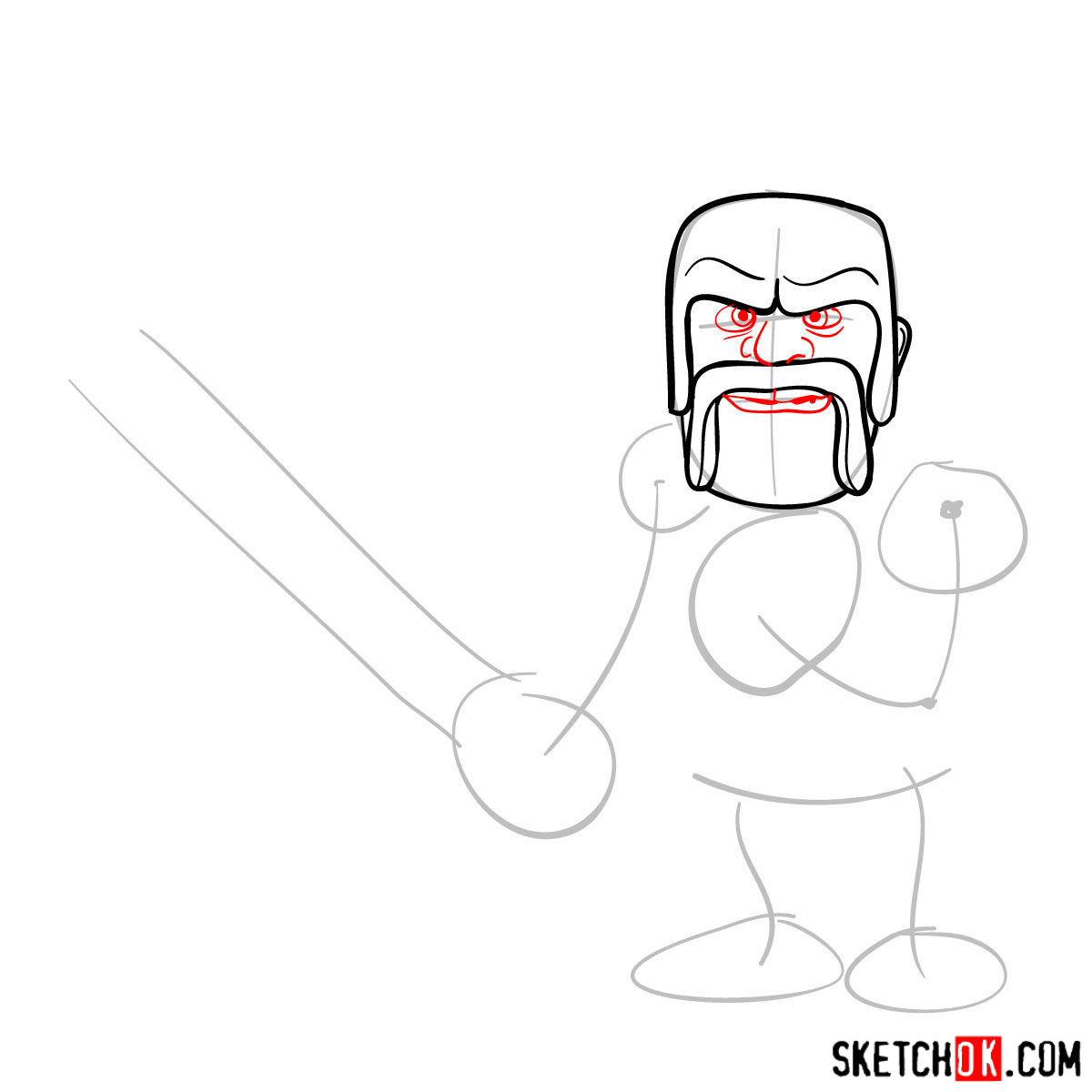 How to draw Barbarian from Clash of Clans - step 04