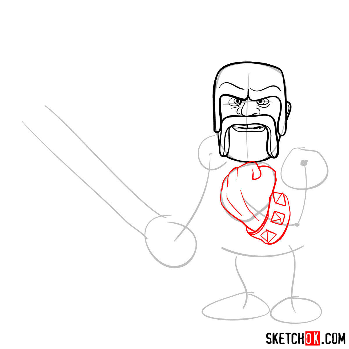 How to draw Barbarian from Clash of Clans - step 05