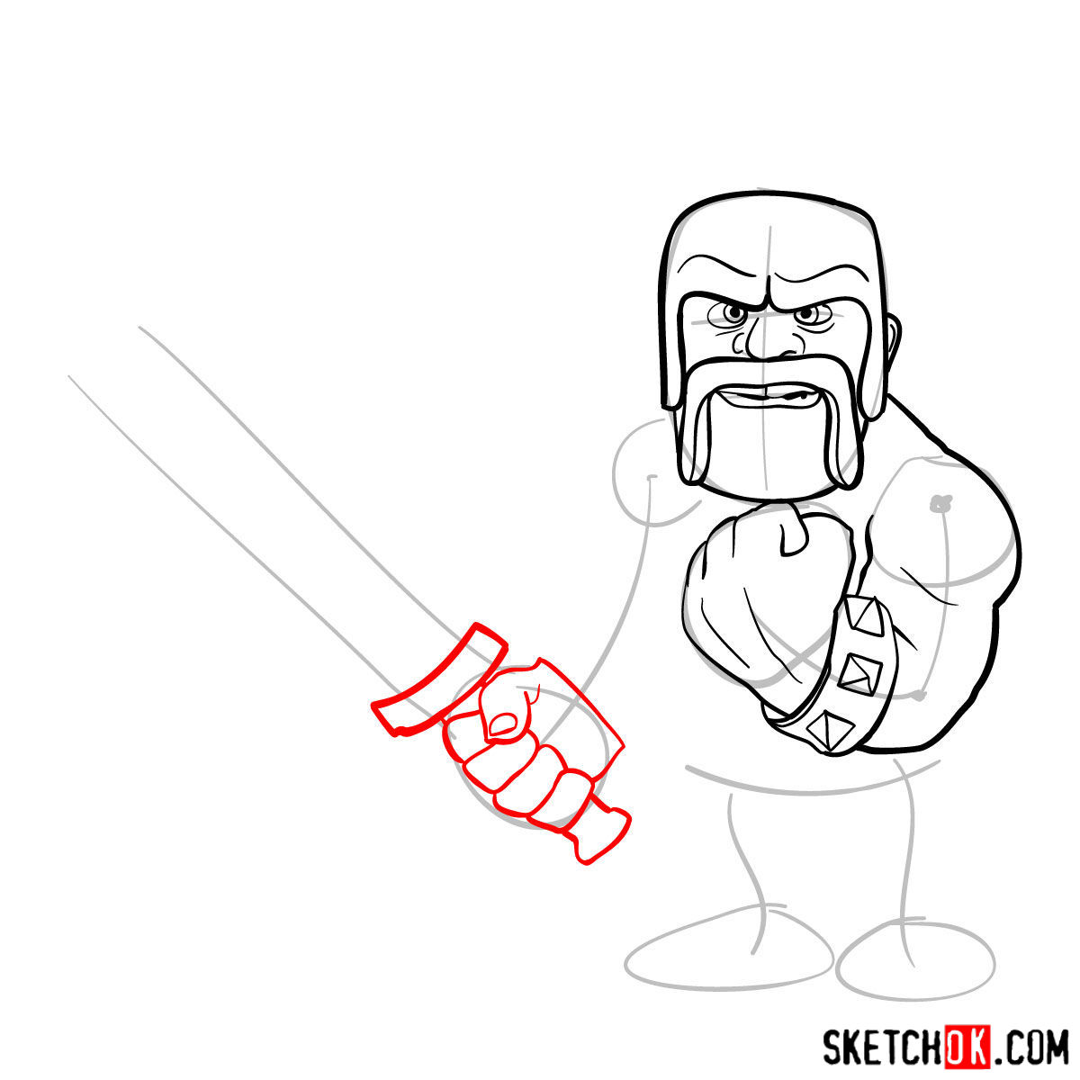 How to draw Barbarian from Clash of Clans - step 07