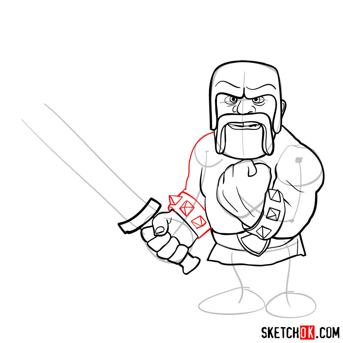 How to draw Barbarian from Clash of Clans - step 09