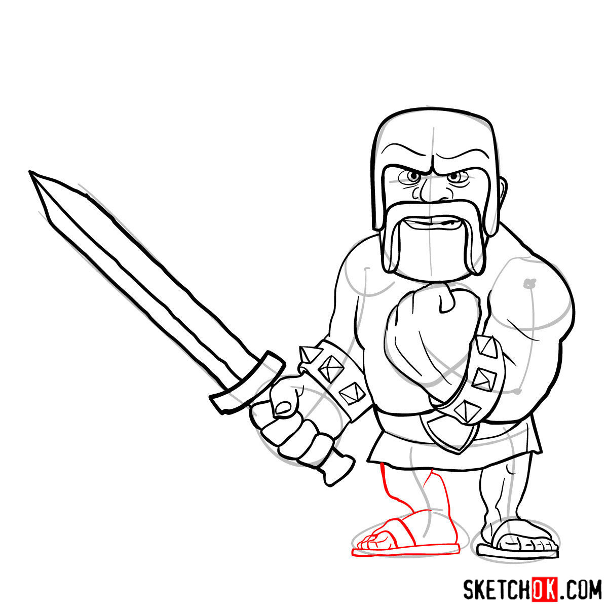 How to draw Barbarian from Clash of Clans - step 11