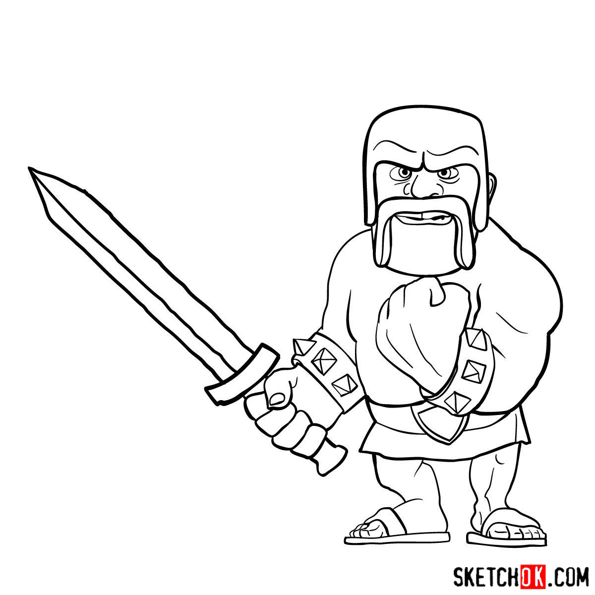 How to draw Barbarian from Clash of Clans Step by step