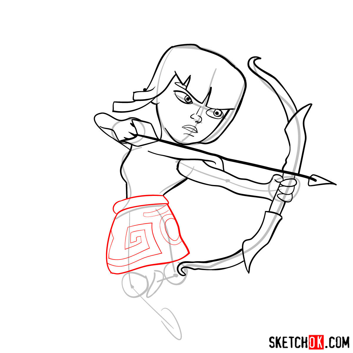 How to draw Archer from Clash of Clans - step 07