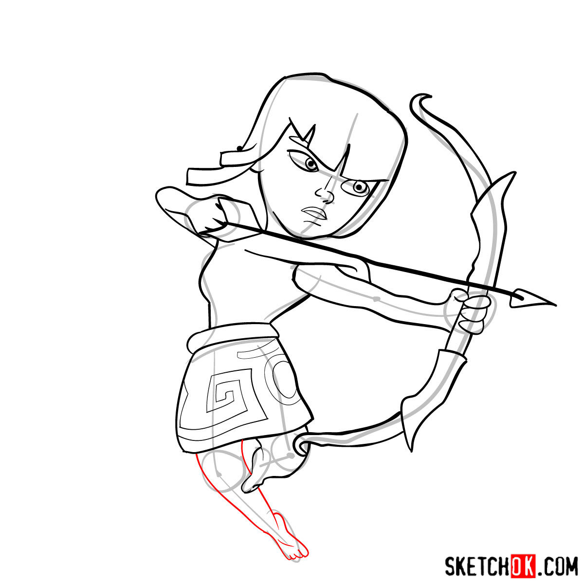 How to draw Archer from Clash of Clans - step 09