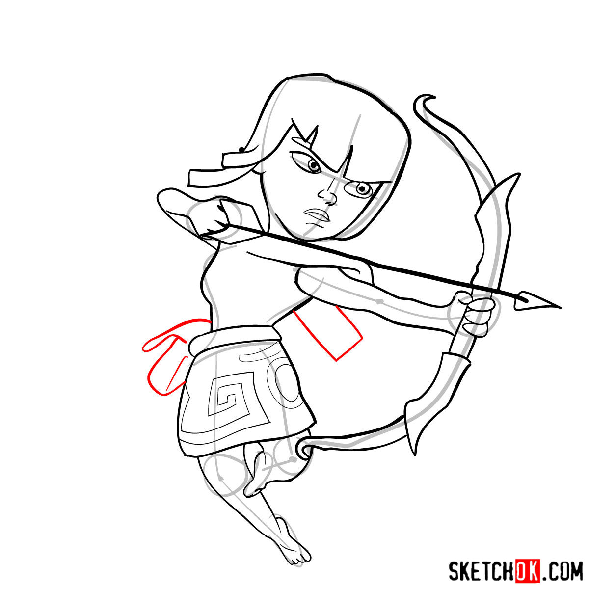 How to draw Archer from Clash of Clans - step 10