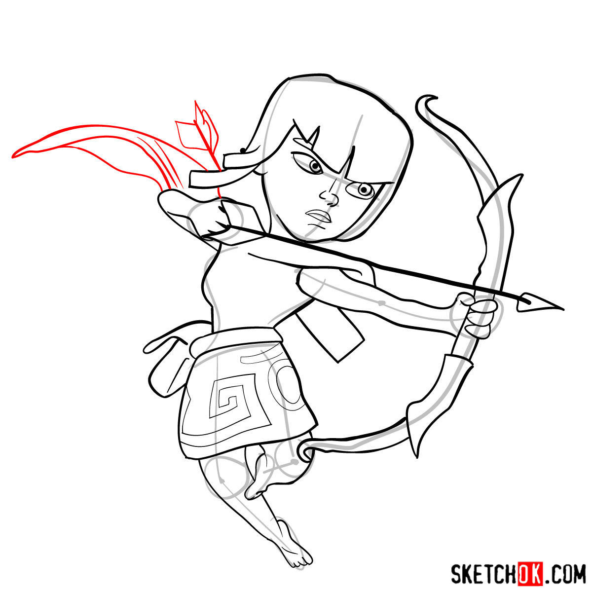 How to draw Archer from Clash of Clans - step 11