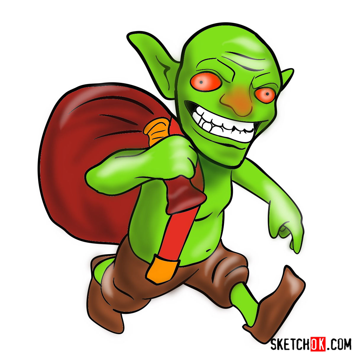 How to draw Goblin from Clash of Clans