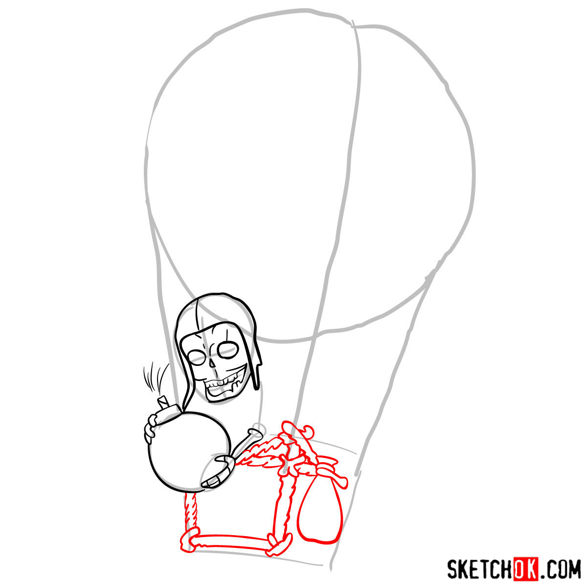 How to draw Balloon with a skeleton - step 04