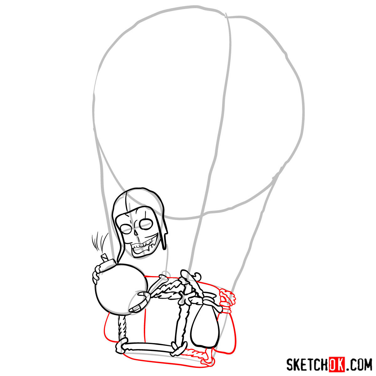 How to draw Balloon with a skeleton - step 05