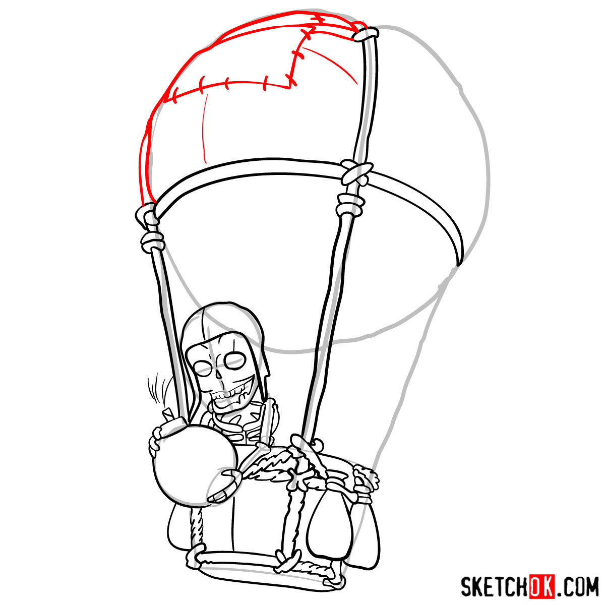 How to draw Balloon with a skeleton - step 09