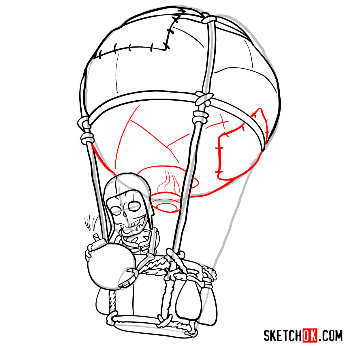 How to draw Balloon with a skeleton - step 11