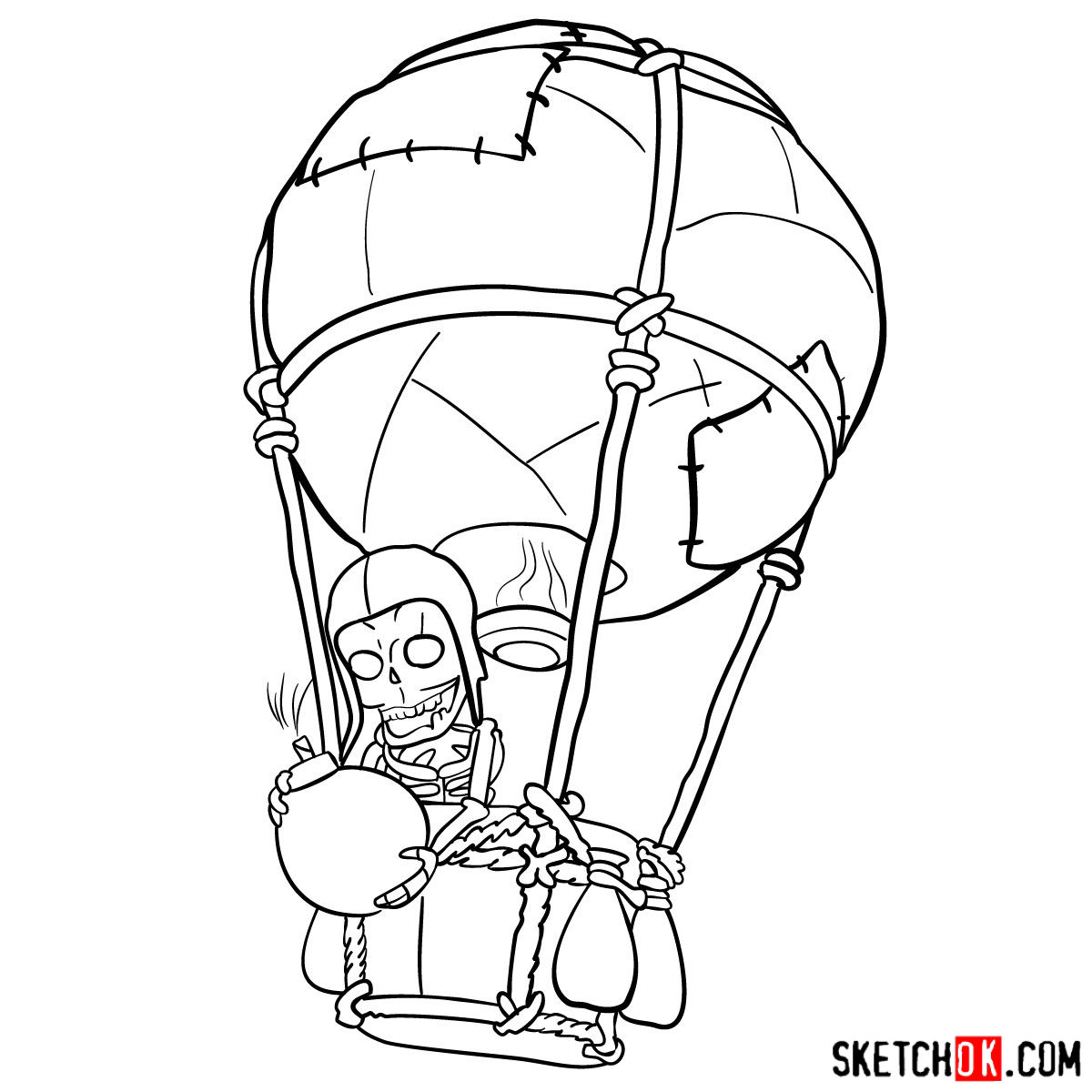 How to draw Balloon with a skeleton - step 13