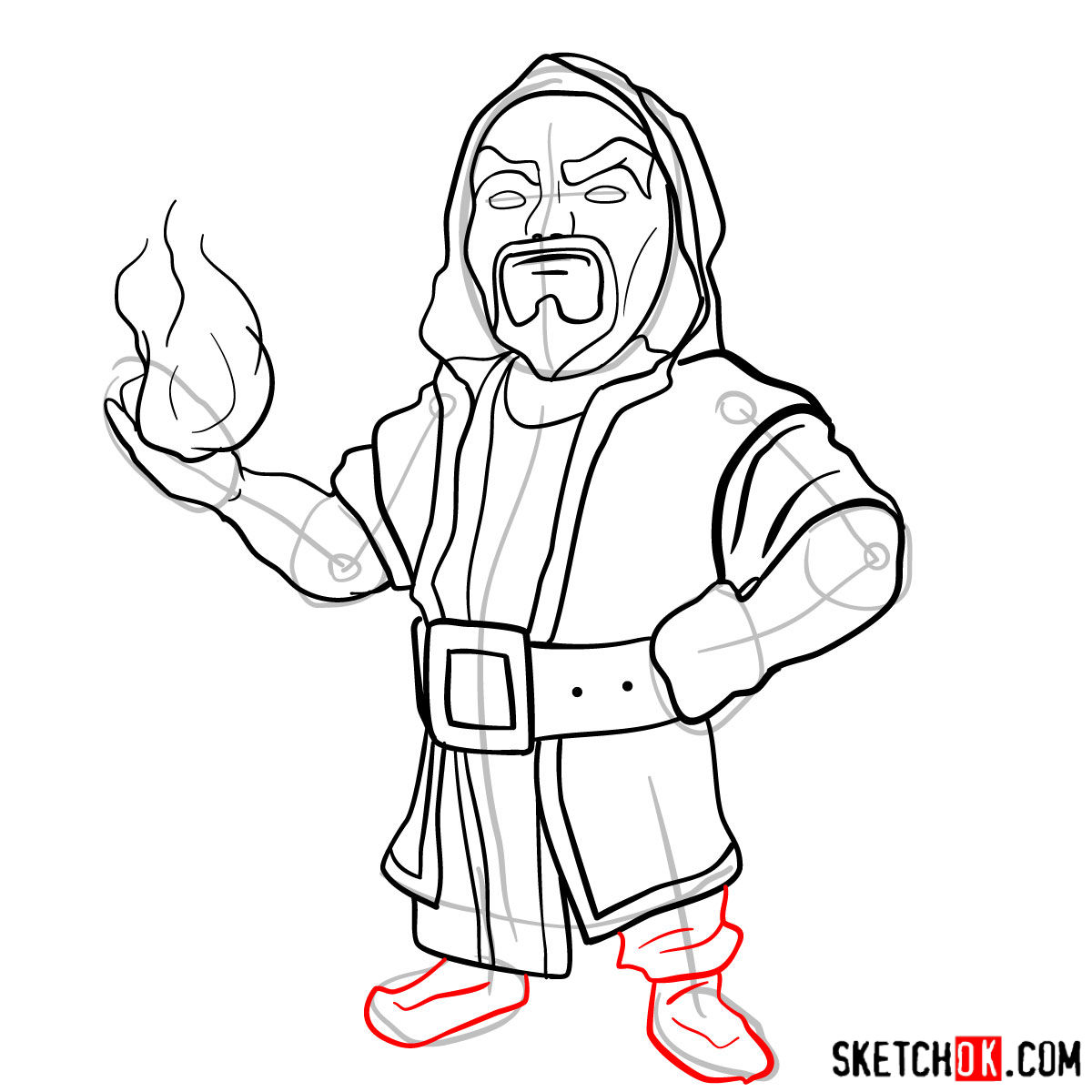 How to draw Wizard from Clash of Clans - step 11