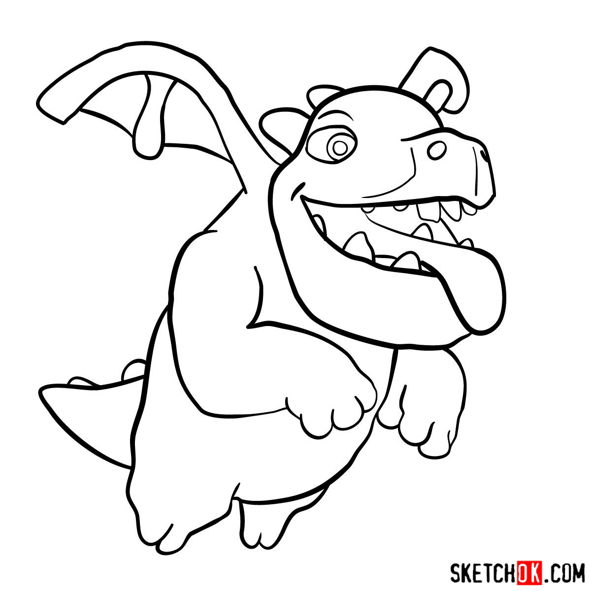 How to draw Baby Dragon from Clash of Clans - step 09
