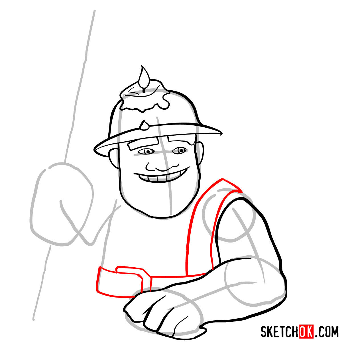 How to draw Miner from Clash of Clans game - step 07