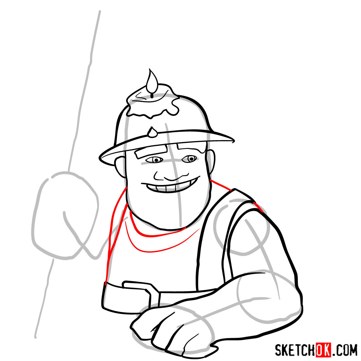 How to draw Miner from Clash of Clans game - step 08