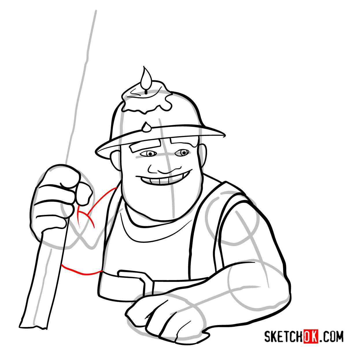 How to draw Miner from Clash of Clans game - step 10