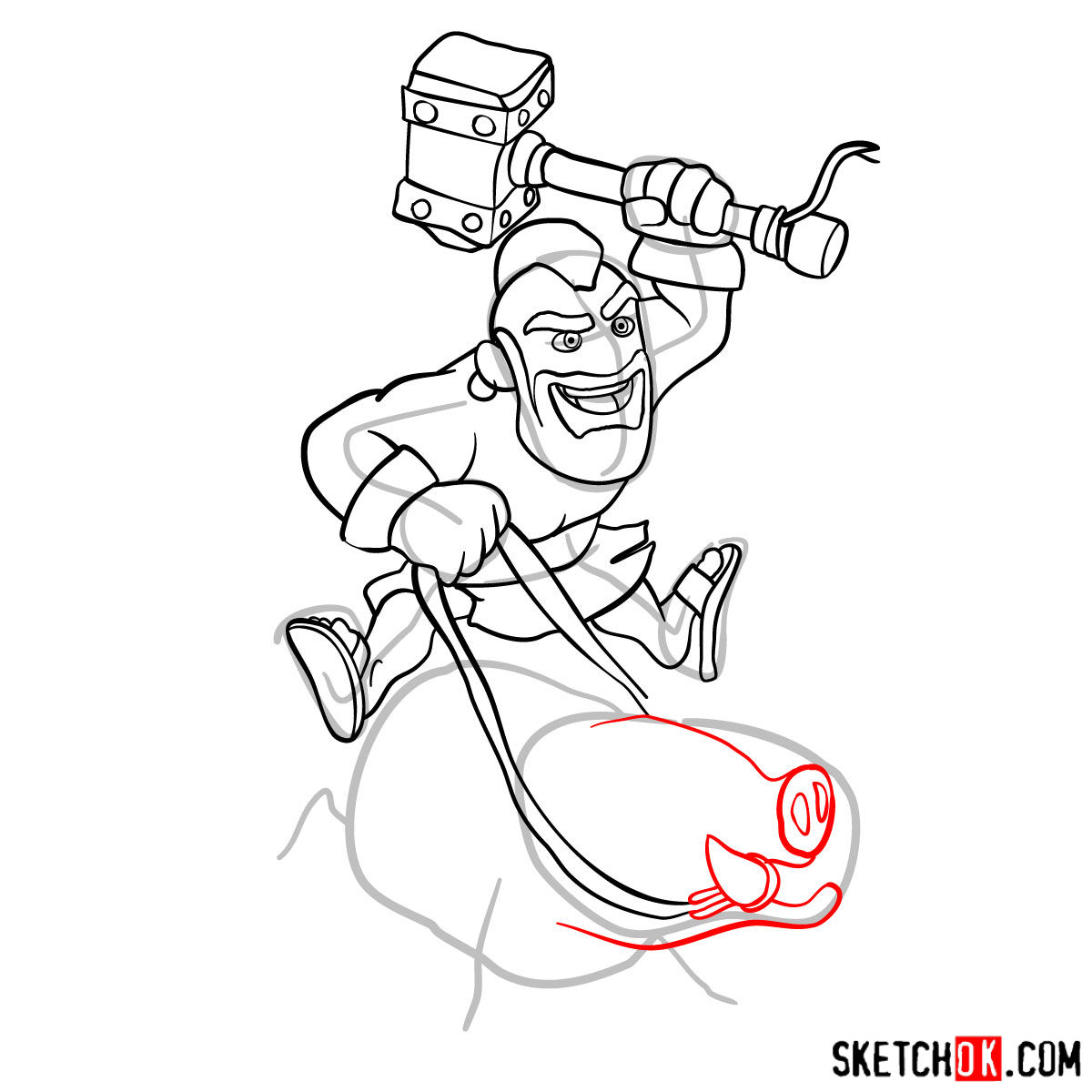 How to draw Hog Rider from Clash of Clans - step 10.