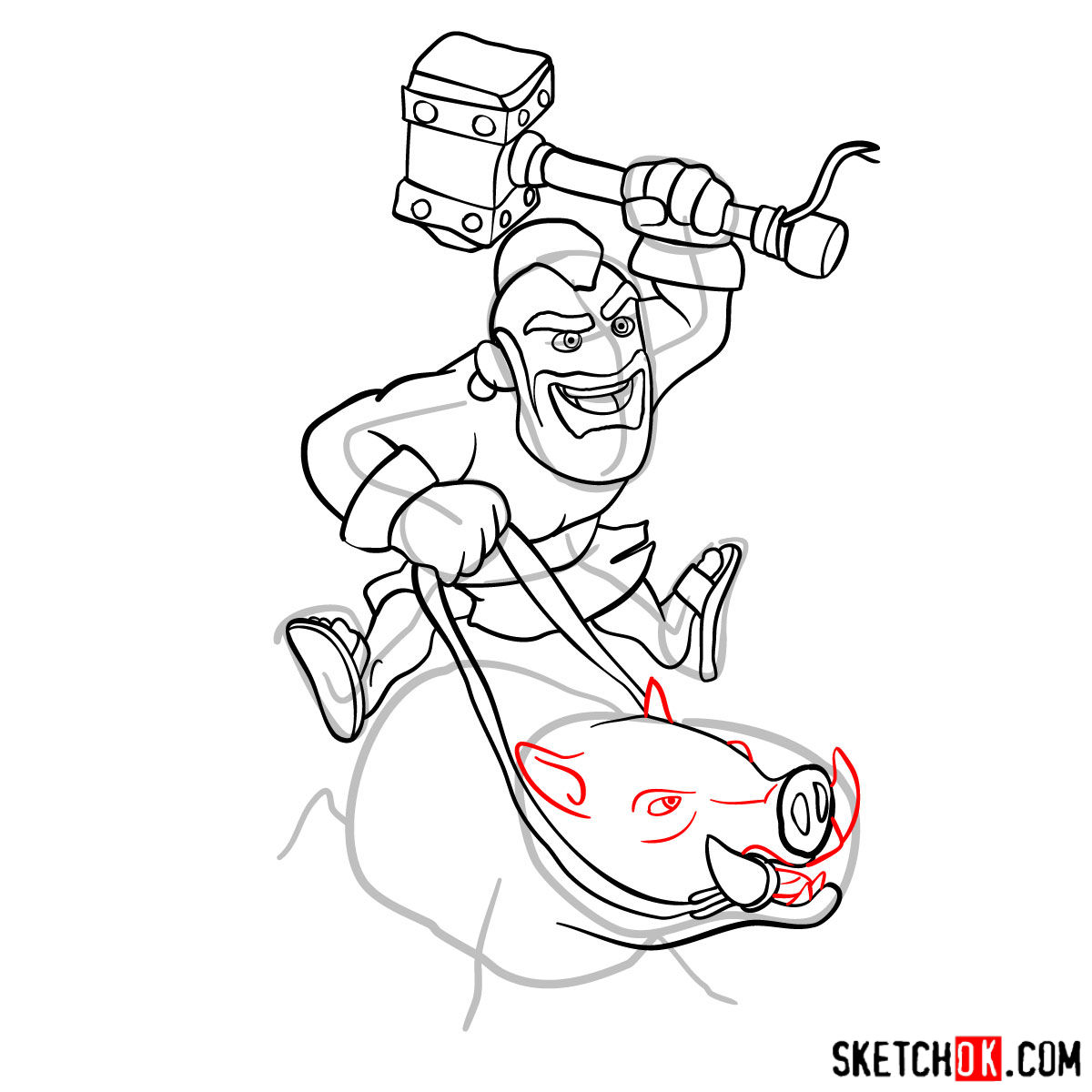How to draw Hog Rider from Clash of Clans - step 11