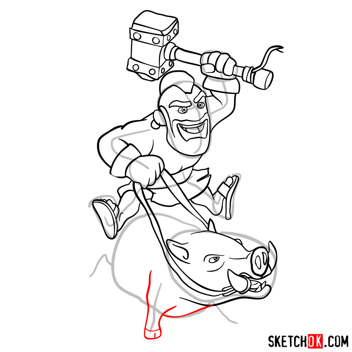 How to draw Hog Rider from Clash of Clans - step 12