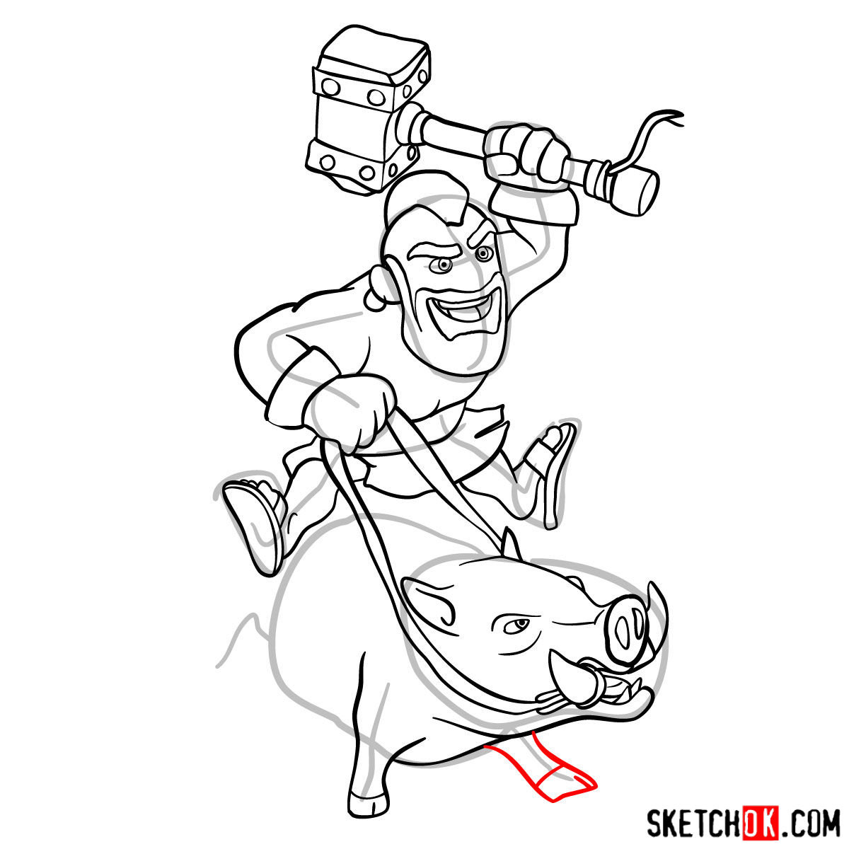 How to draw Hog Rider from Clash of Clans - step 13