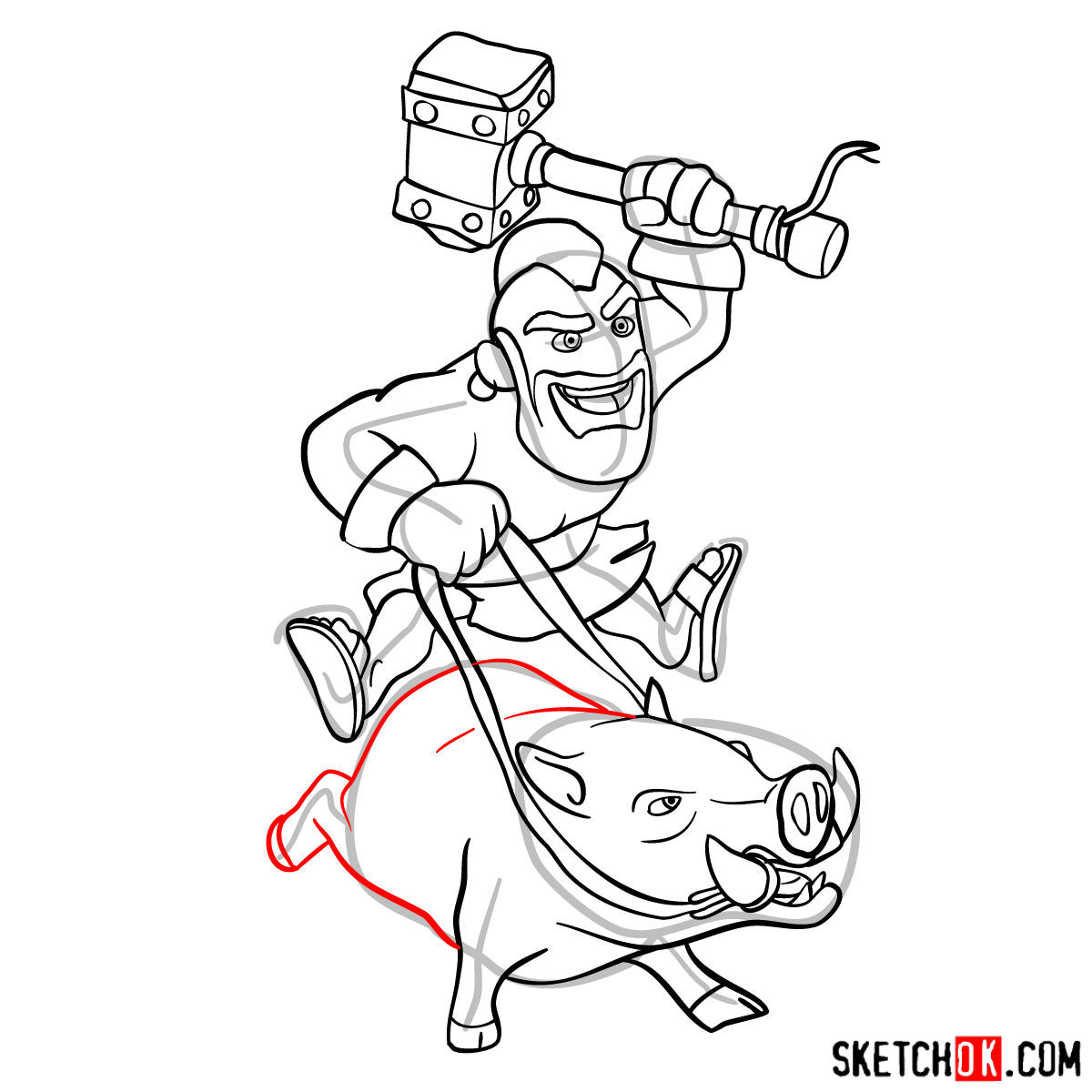 How to draw Hog Rider from Clash of Clans - step 14
